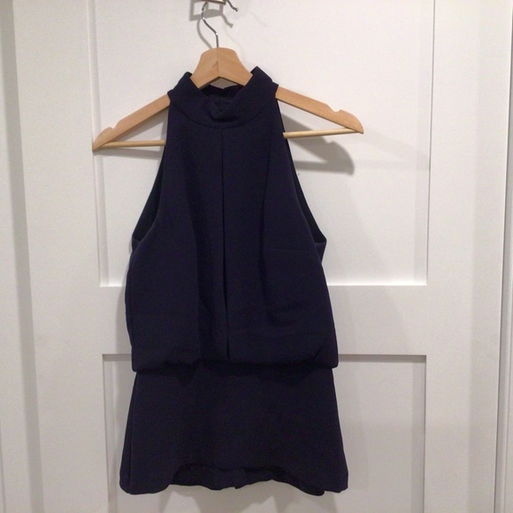 Intermix midnight blue cut out sleeveless top. Size S. - Picture 1 of 9